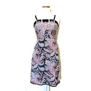 Kay Unger Paisley Lace Strap Midi Dress 6